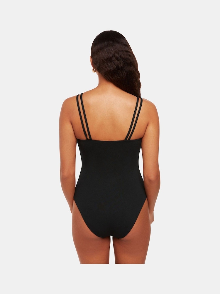 Whistles Black Double Strap Textured Swimsuit - Image 2 of 5