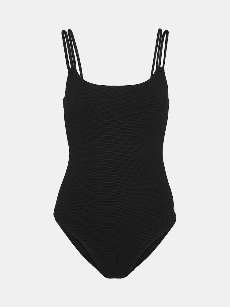 Whistles Black Double Strap Textured Swimsuit - Image 5 of 5
