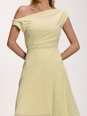 Jolie Moi Yellow Textured Asymmetric One Shoulder Maxi Dress - Image 3 of 6