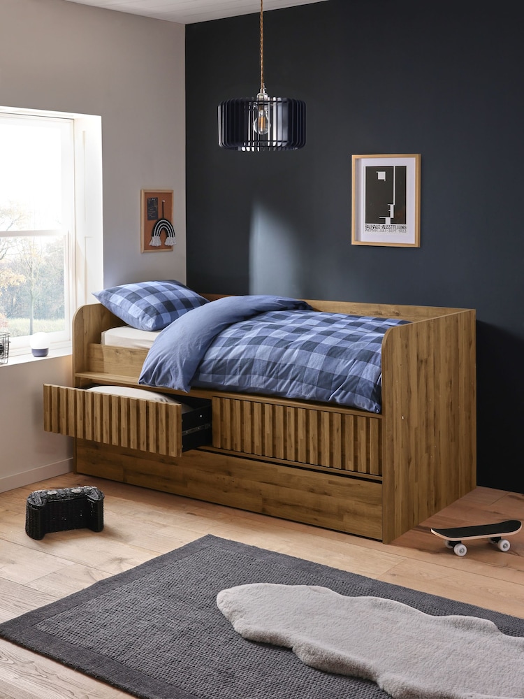 Oak Effect Kids Oslo Bronx Storage Frame with Trundle Bed Drawers - Image 2 of 8