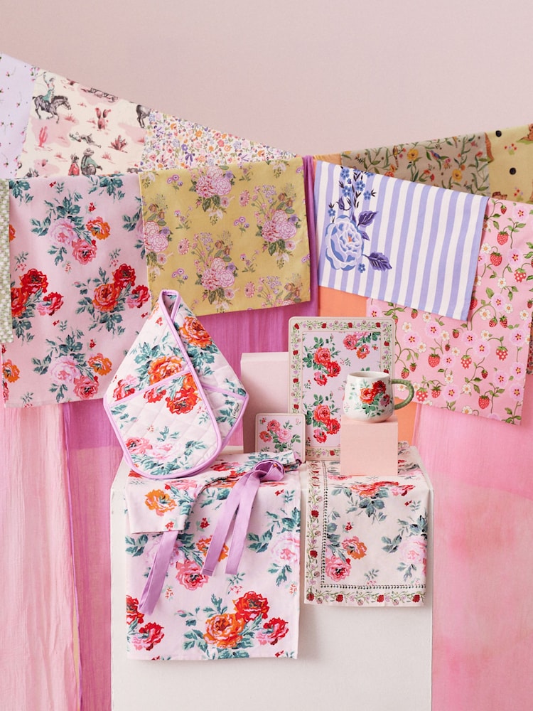 Cath Kidston Pink Archive Rose Easy Adjust 100% Cotton Apron - Image 1 of 2