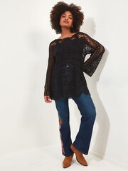Joe Browns Black Boho Crochet Beach Cover-Up - Image 2 of 5