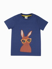 Frugi Blue Easter Rabbit Applique Short Sleeve T-Shirt - Image 2 of 3