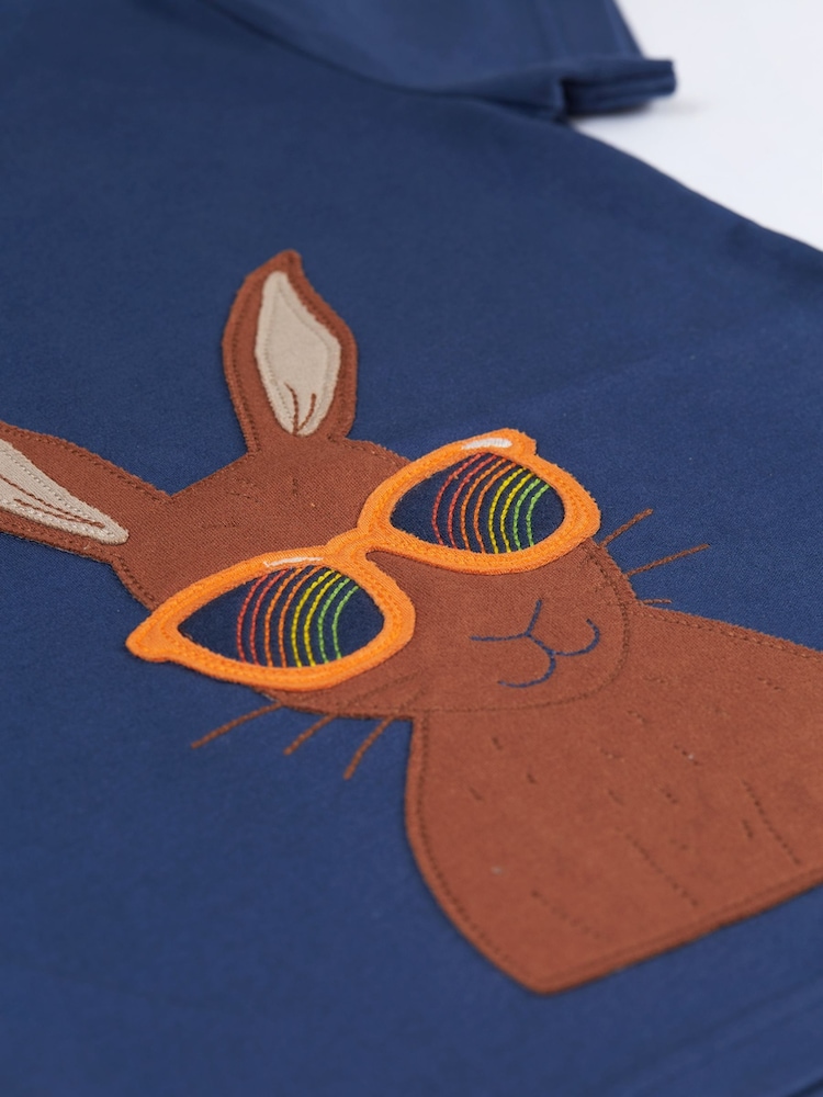 Frugi Blue Easter Rabbit Applique Short Sleeve T-Shirt - Image 3 of 3