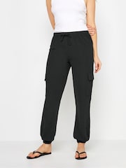 Long Tall Sally Black Crepe Cuffed Cargo Joggers - Image 2 of 4