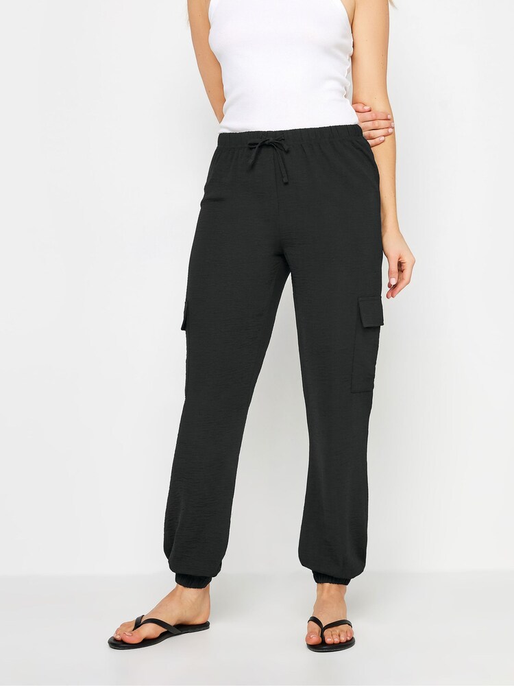 Long Tall Sally Black Crepe Cuffed Cargo Joggers - Image 2 of 4