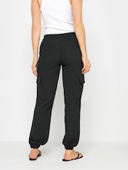 Long Tall Sally Black Crepe Cuffed Cargo Joggers - Image 3 of 4