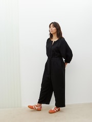 Oliver Bonas Black Collarless Wide Leg Jumpsuit - Image 2 of 9