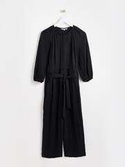 Oliver Bonas Black Collarless Wide Leg Jumpsuit - Image 4 of 9