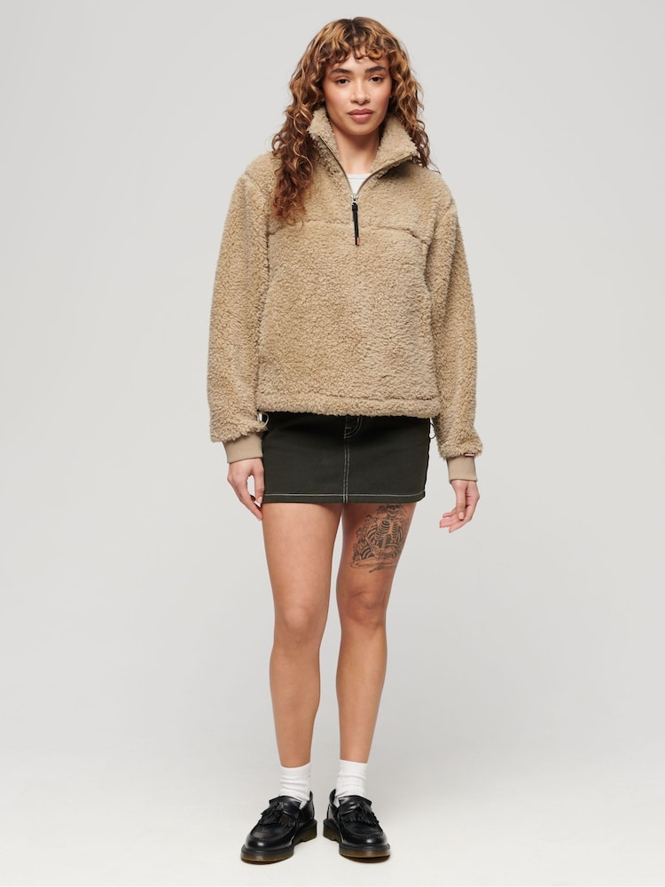 Superdry Nude Super Soft Zip Henley Fleece - Image 1 of 6