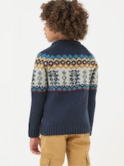 FatFace Blue Fair Isle Yoke Jumper - Image 3 of 6