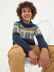 FatFace Blue Fair Isle Yoke Jumper - Image 4 of 6