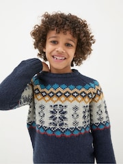 FatFace Blue Fair Isle Yoke Jumper - Image 5 of 6