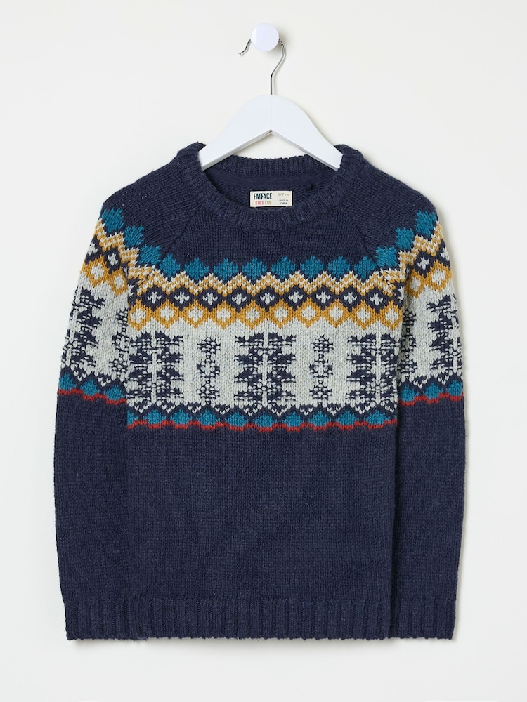 FatFace Blue Fair Isle Yoke Jumper - Image 6 of 6