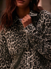Leopard Print 100% Cotton Boxy Denim Jacket - Image 5 of 8