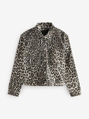 Leopard Print 100% Cotton Boxy Denim Jacket - Image 7 of 8