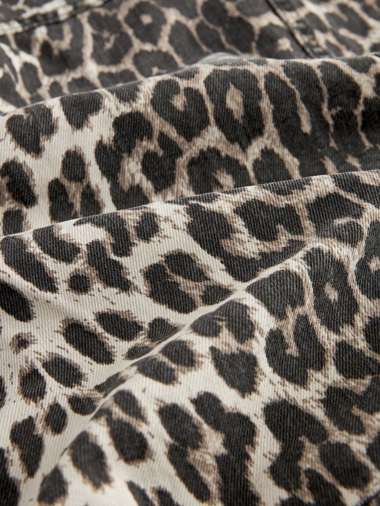 Leopard Print 100% Cotton Boxy Denim Jacket - Image 8 of 8
