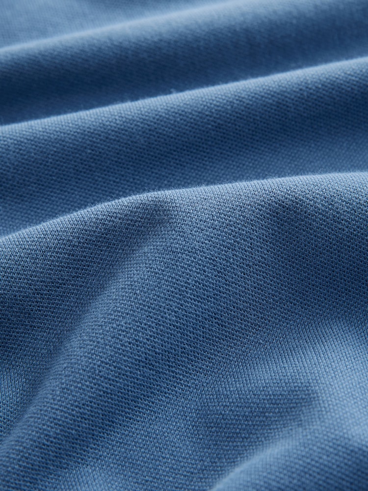 Mid Blue Regular Fit Short Sleeve Tipped Polo Shirt - Image 6 of 7