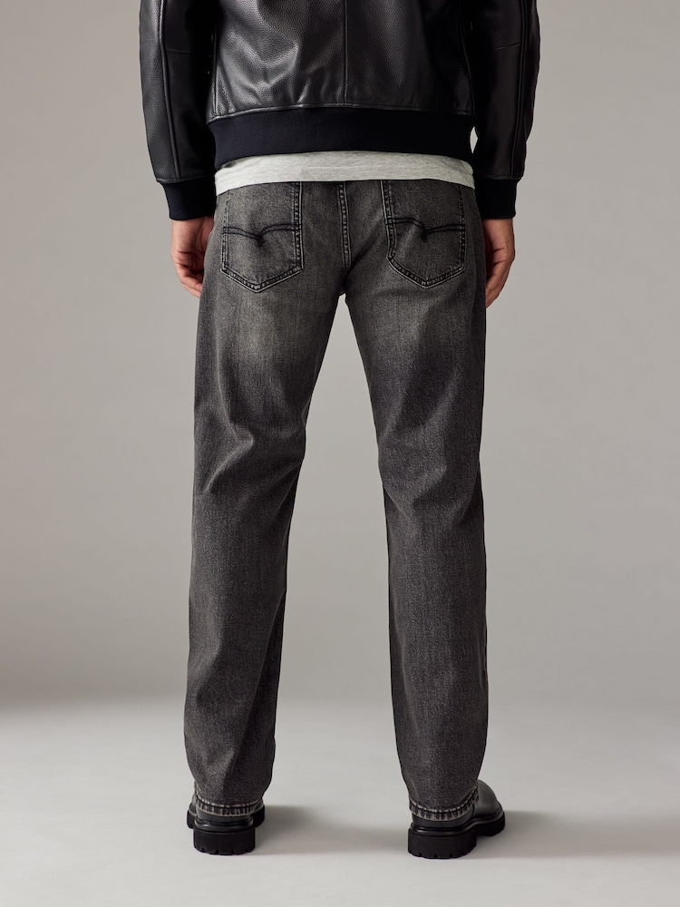 Grey Mid Straight Fit Vintage Wash Denim Jeans - Image 3 of 9