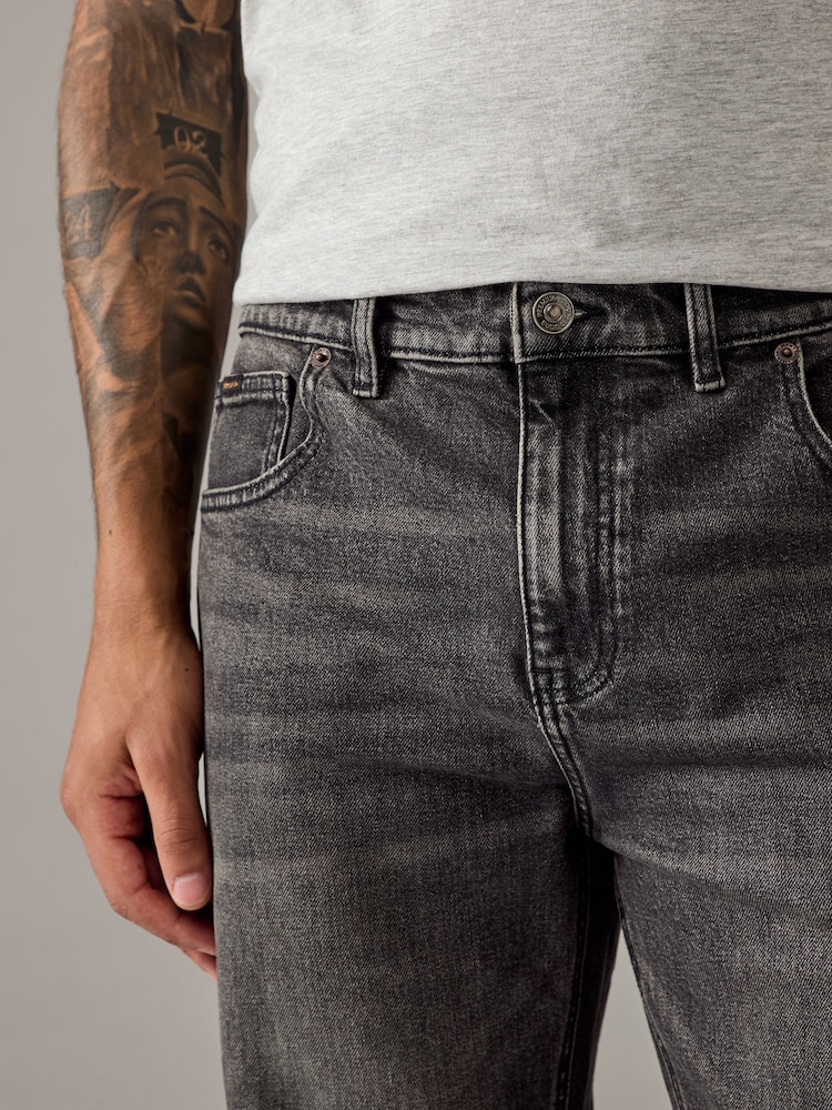 Grey Mid Straight Fit Vintage Wash Denim Jeans - Image 5 of 9