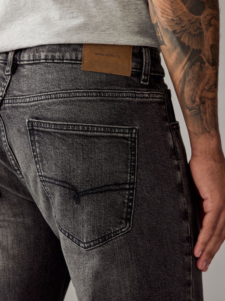 Grey Mid Straight Fit Vintage Wash Denim Jeans - Image 6 of 9