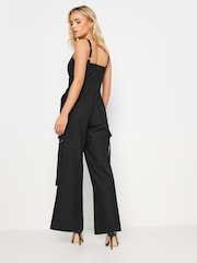 Negro - PixieGirl Petite 100% Cotton Utility Wide Leg Jumpsuit - Imagen 3 de 5