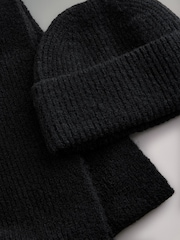 The Set Black 3 Piece Hat Scarf Mittens Gift Set with Wool - Image 2 of 3