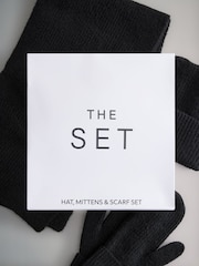The Set Black 3 Piece Hat Scarf Mittens Gift Set with Wool - Image 3 of 3
