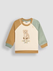 JoJo Maman Bébé Ecru Bear Sweatshirt & Cosy Trouser Baby Set - Image 2 of 10