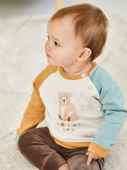 JoJo Maman Bébé Ecru Bear Sweatshirt & Cosy Trouser Baby Set - Image 7 of 10