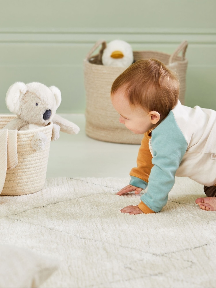 JoJo Maman Bébé Ecru Bear Sweatshirt & Cosy Trouser Baby Set - Image 9 of 10