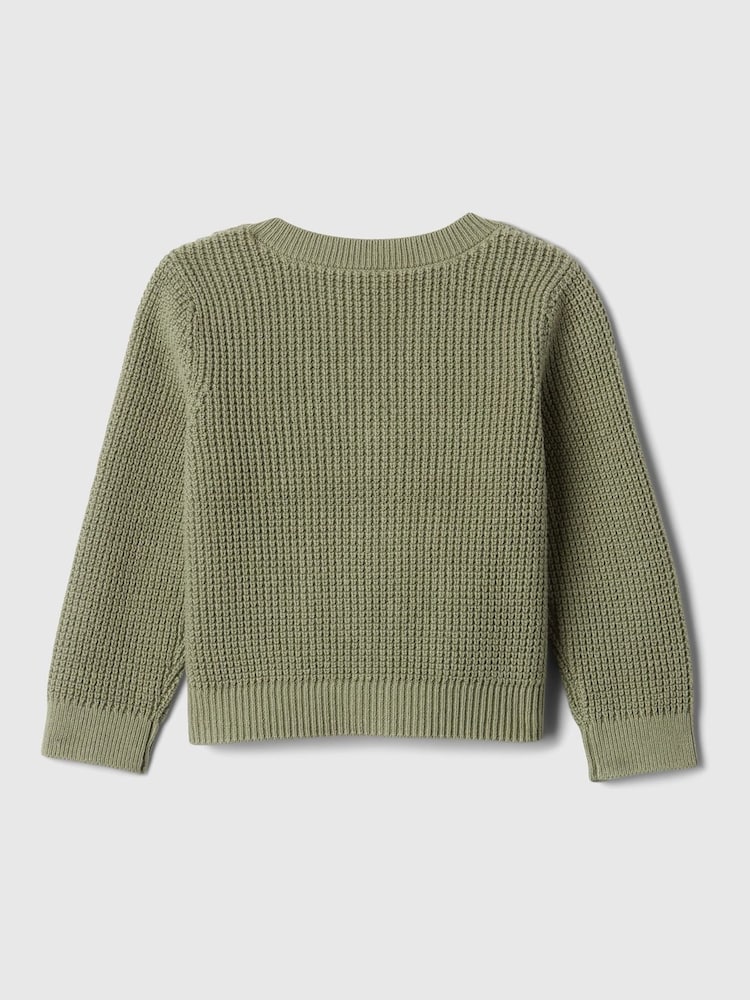 Gap Green Brannan Bear Embroidered Baby Waffle Cardigan (Newborn-24mths) - Image 2 of 3