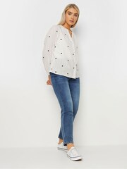 M&Co White 100% Cotton Spot Print Dobby Blouse - Image 2 of 4