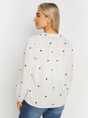 M&Co White 100% Cotton Spot Print Dobby Blouse - Image 3 of 4