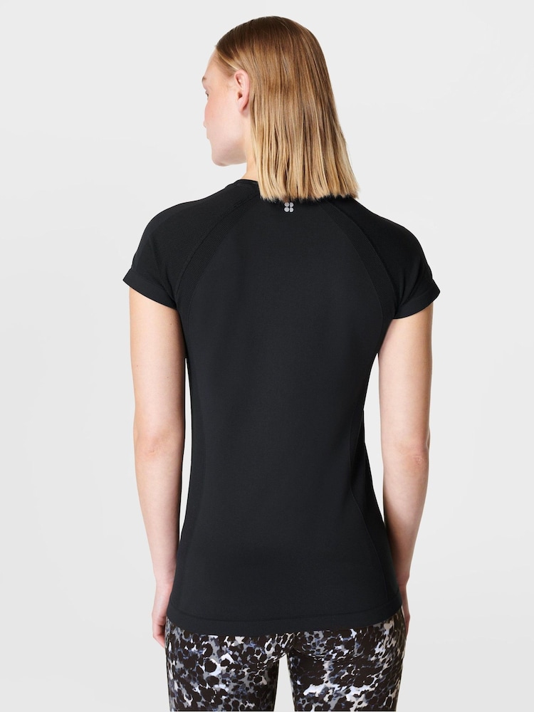 Sweaty Betty Black Athlete Seamless Workout T-Shirt - Image 2 of 8