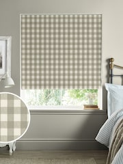 Sophie Allport Natural Stone Gingham Made to Measure 100% Cotton Roman Blinds - Image 1 of 6