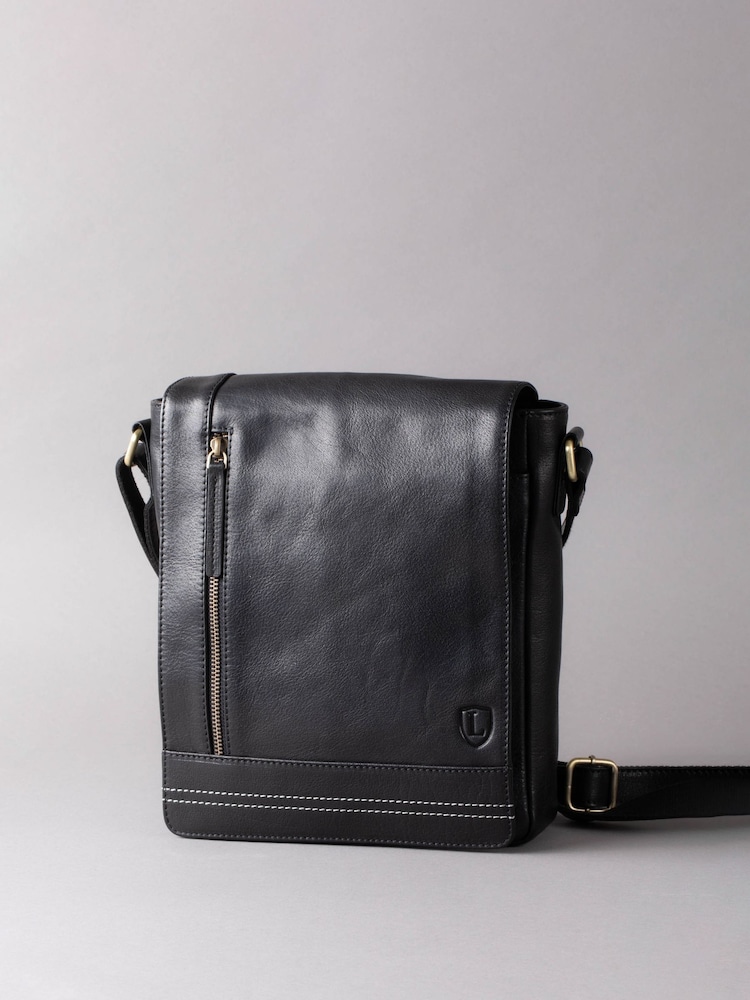 Lakeland Leather Black Medium Keswick Messenger Bag - Image 1 of 7