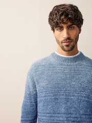 Blue Regular Fit Ombré Stripe Crew Jumper with Wool - Image 1 of 7