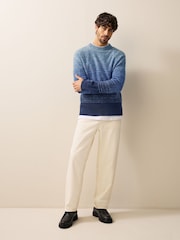 Blue Regular Fit Ombré Stripe Crew Jumper with Wool - Image 2 of 7