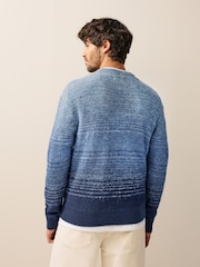 Blue Regular Fit Ombré Stripe Crew Jumper with Wool - Image 3 of 7