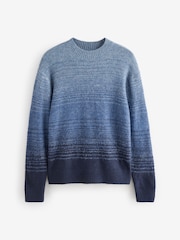 Blue Regular Fit Ombré Stripe Crew Jumper with Wool - Image 5 of 7