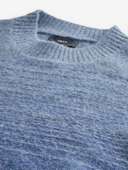 Blue Regular Fit Ombré Stripe Crew Jumper with Wool - Image 6 of 7