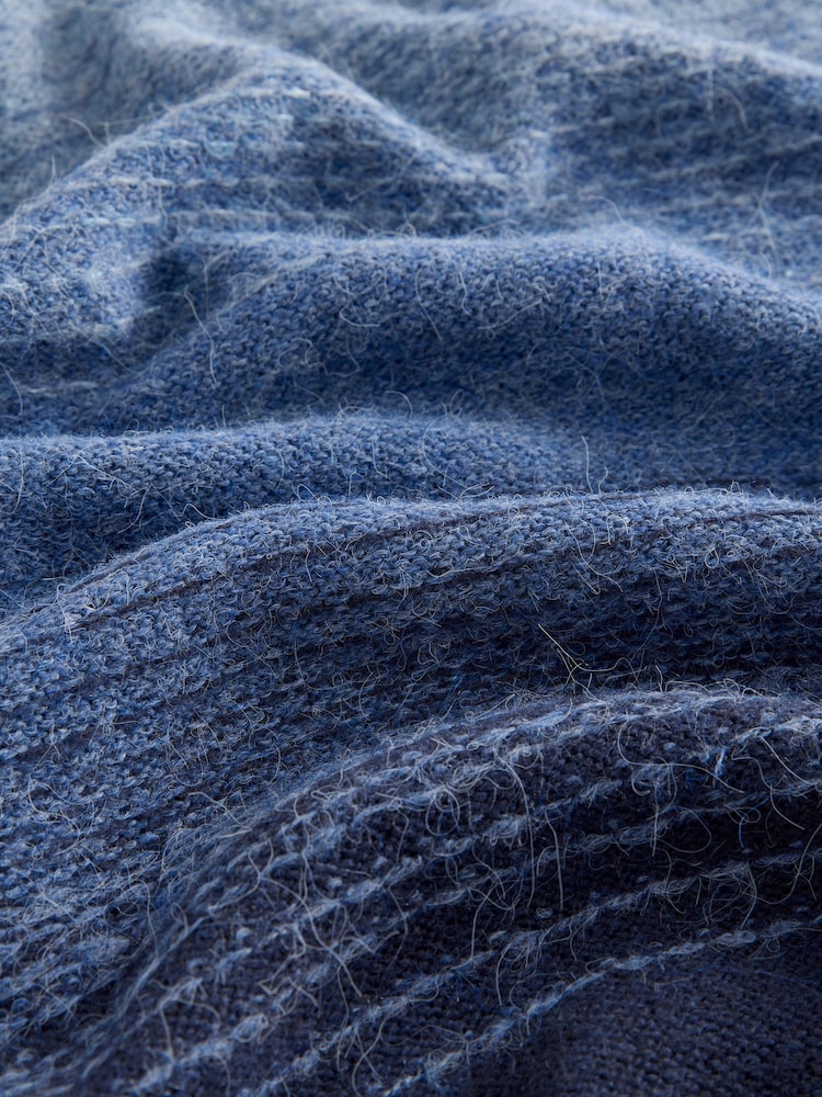 Blue Regular Fit Ombré Stripe Crew Jumper with Wool - Image 7 of 7