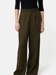 Jigsaw Green 100% Linen Wide Leg Trousers - Image 1 of 6