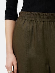 Jigsaw Green 100% Linen Wide Leg Trousers - Image 3 of 6