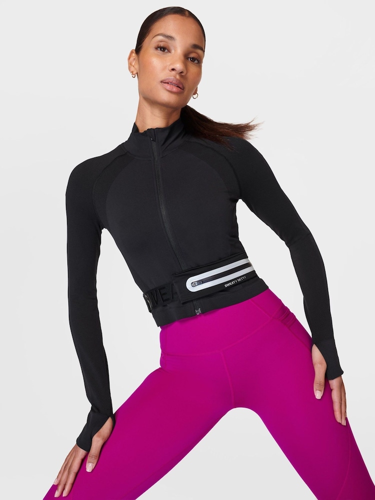 Sweaty Betty Athlete Workout Nahtloses Crop-Sweatshirt mit Reißverschluss - Bild 1 von 7 Sweaty Betty Athlete Workout Nahtloses Crop-Sweatshirt mit Reißverschluss - Bild 1 von 7