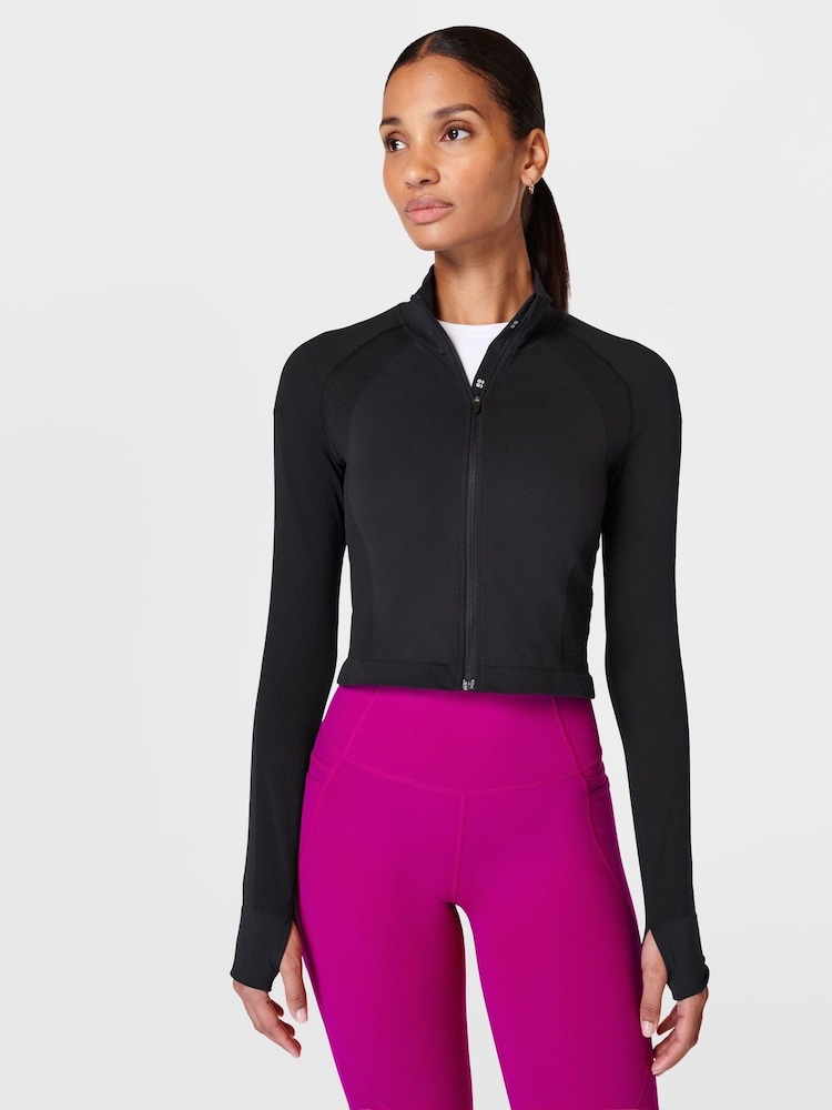 Sweaty Betty Athlete Workout Nahtloses Crop-Sweatshirt mit Reißverschluss - Bild 2 von 7 Sweaty Betty Athlete Workout Nahtloses Crop-Sweatshirt mit Reißverschluss - Bild 2 von 7