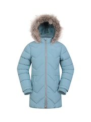 أزرق على أخضر - سترة مبطنة طويلة مضادة للماء للأطفال Galaxy من Mountain Warehouse - صورة 1 من 5