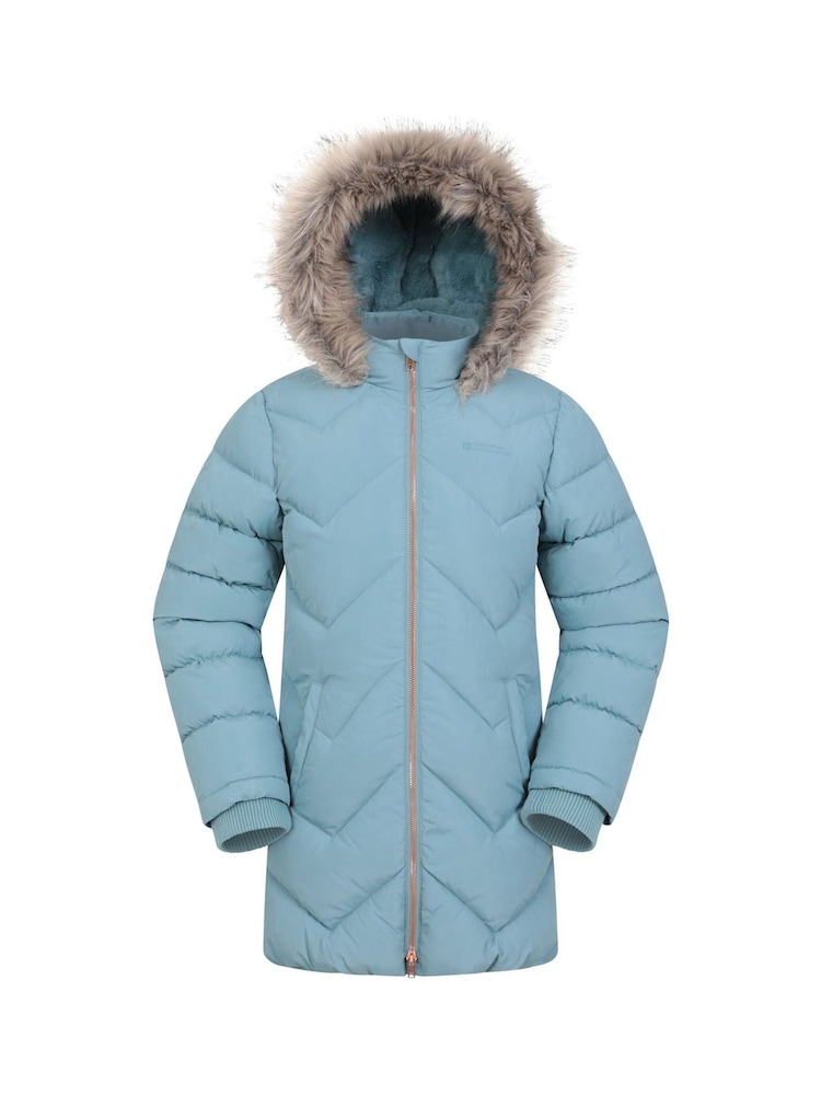 Mountain Warehouse Teal Kids Galaxy Water-Resistant Long Padded Jacket - Image 1 of 5 Mountain Warehouse Teal Kids Galaxy Water-Resistant Long Padded Jacket - Image 1 of 5