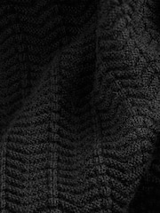 Black Regular Fit Signature 100% Merino Textured Quarter Zip Jumper - Image 7 of 8